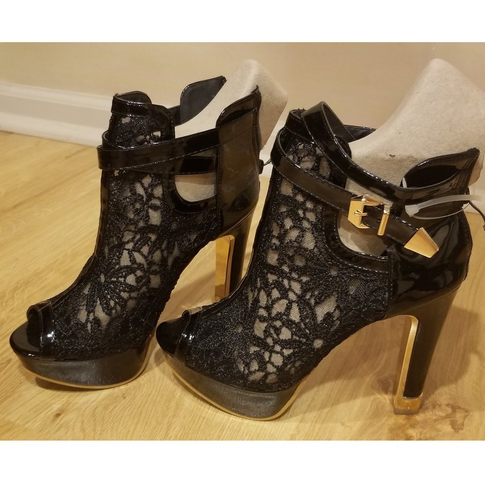 Lafer Lace platform shoes pip toe bootie 37 6.5-7
